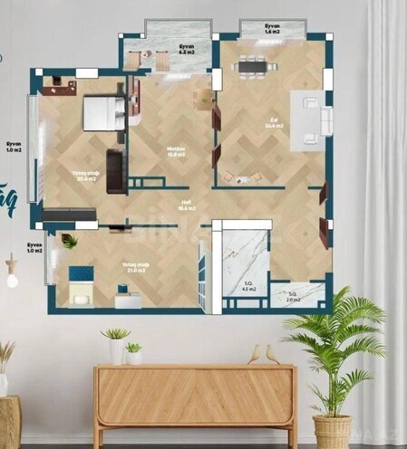 Продаётся 3-комн. новостройка 118 м², м. Низами, photo 6 from 16