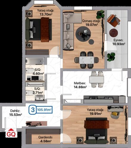 Продаётся 3-комн. новостройка 78 м², photo 5 from 12