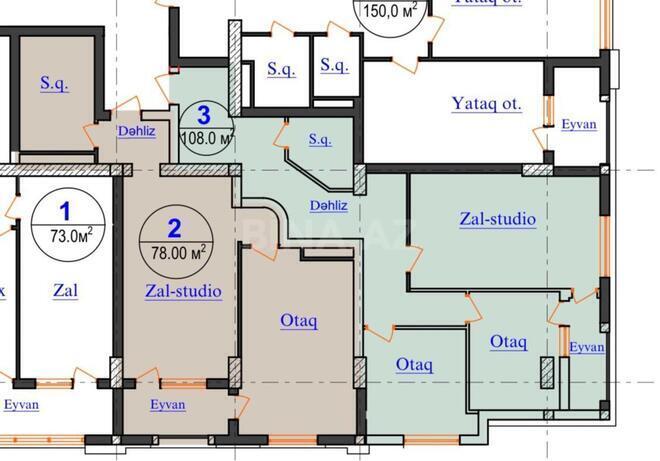 Продаётся 3-комн. новостройка 108 м², Насиминский  р., photo 5 from 10