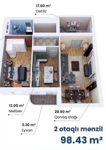 Продается 2-комн. новостройка 100 м², Насиминский  р., photo 3 from 9