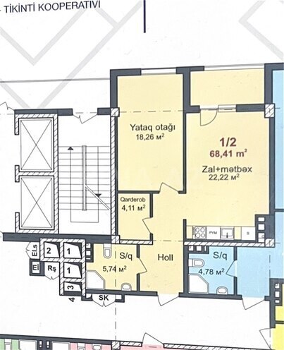 Satılır 2 otaqlı yeni tikili 68.4 m², Qara Qarayev m., photo 6 from 7