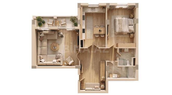 Olympic Residence yaşayış kompleksi, mənzilin planı - 1-otaqlı, 114 m²