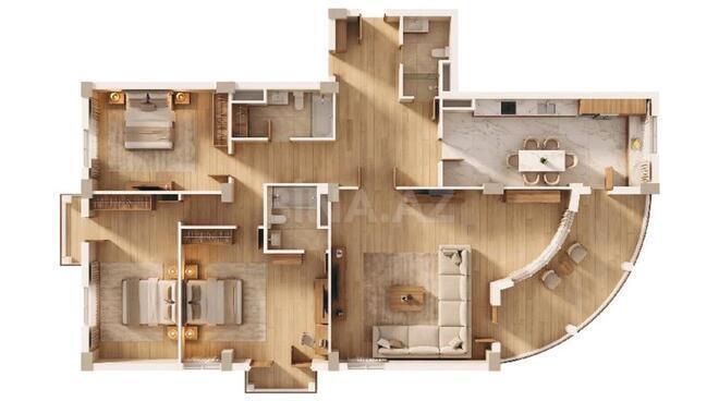 Olympic Residence yaşayış kompleksi, mənzilin planı - 3-otaqlı, 190 m²