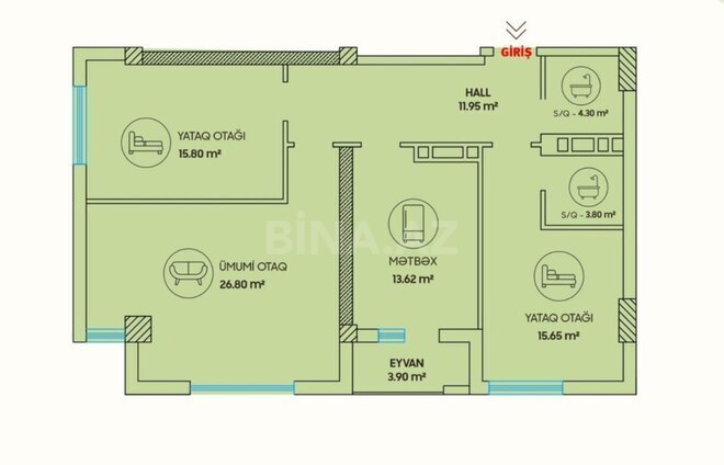 Продаётся 3-комн. новостройка 100 м², пос. Ясамал, photo 12 from 13