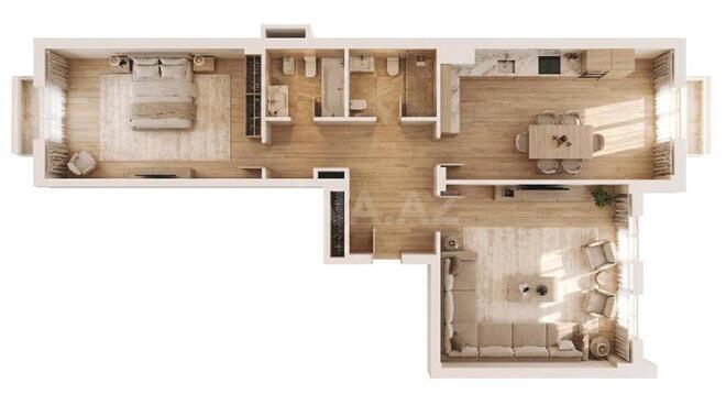 Olympic Residence yaşayış kompleksi, mənzilin planı - 1-otaqlı, 123 m²