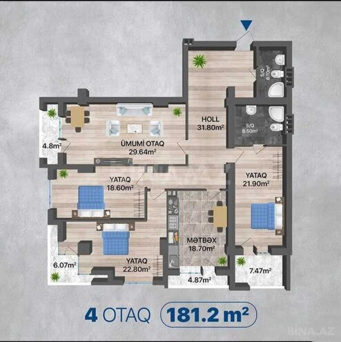 Продаётся 4-комн. новостройка 181.2 м², м. Нариман Нариманов, photo 6 from 13
