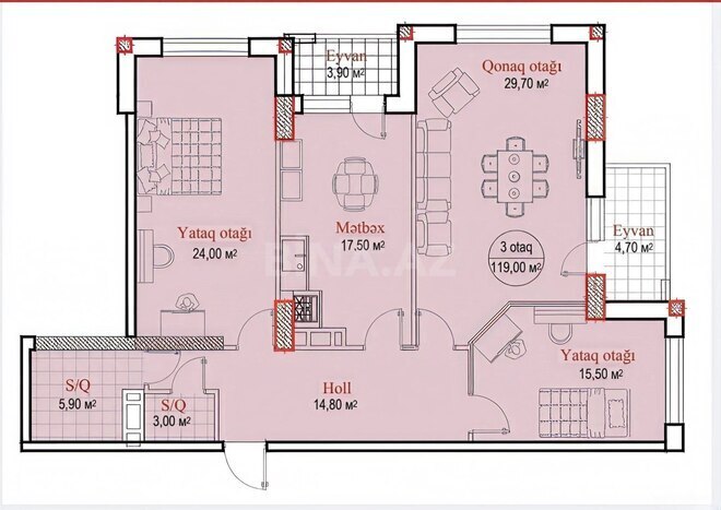 Satılır 4 otaqlı yeni tikili 119 m², Neftçilər m., photo 20 from 21