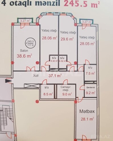 Продаётся 4-комн. новостройка 245 м², Насиминский  р., photo 19 from 20