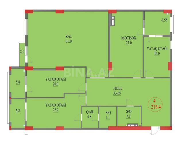 Satılır 4 otaqlı yeni tikili 217 m², Nəriman Nərimanov m., photo 3 from 8