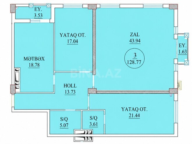 Satılır 3 otaqlı yeni tikili 128 m², Nərimanov r., photo 3 from 8