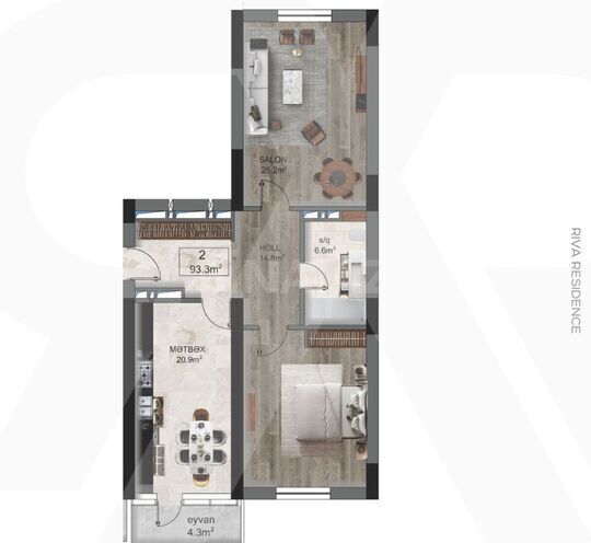 Satılır 3 otaqlı yeni tikili 93 m², Şah İsmayıl Xətai m., photo 5 from 10