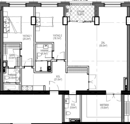 Satılır 2 otaqlı yeni tikili 165.2 m², Bayıl q., photo 3 from 8
