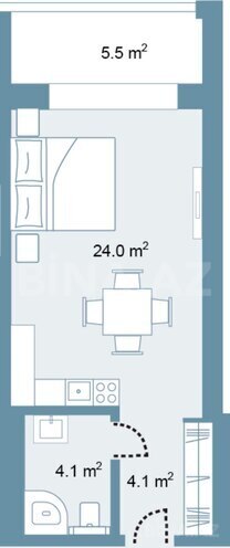 Satılır 1 otaqlı yeni tikili 45.7 m², Nardaran q., photo 14 from 15