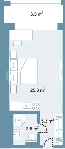 Satılır 1 otaqlı yeni tikili 51 m², Nardaran q., photo 14 from 15