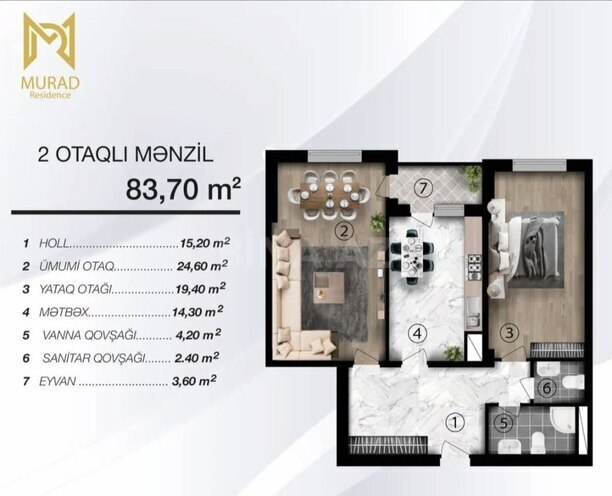 Satılır 2 otaqlı yeni tikili 84 m², 28 May m., photo 3 from 11