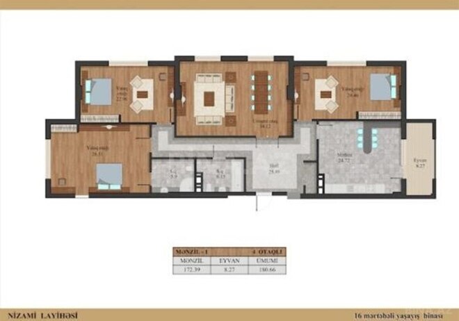 Продаётся 4-комн. новостройка 186 м², м. Кара Караев, photo 6 from 20