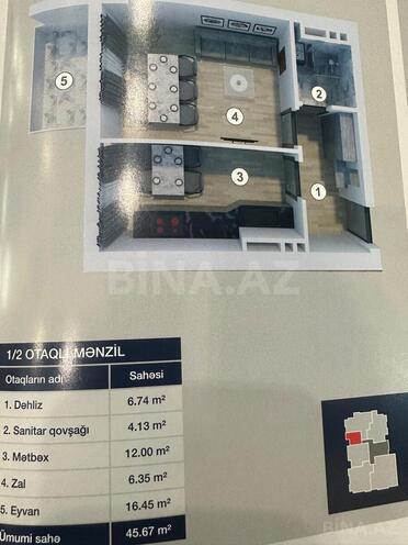 Satılır 1 otaqlı yeni tikili 47 m², Koroğlu m., photo 15 from 16