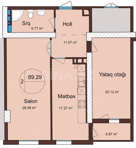 Продаётся 2-комн. новостройка 92 м², м. Кара Караев, photo 3 from 9