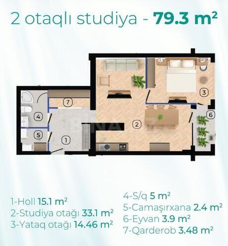 Satılır 2 otaqlı yeni tikili 79 m², Koroğlu m., photo 7 from 8