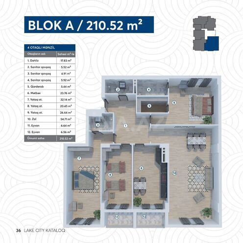 Satılır 4 otaqlı yeni tikili 210 m², Koroğlu m., photo 15 from 16