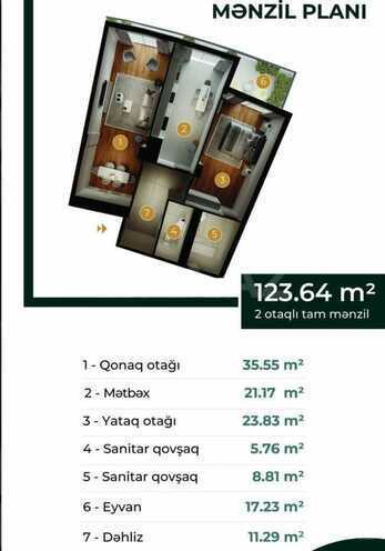 Satılır 2 otaqlı yeni tikili 123.6 m², Biləcəri q., photo 3 from 7