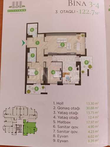 Satılır 3 otaqlı yeni tikili 122.7 m², Nizami m., photo 15 from 16