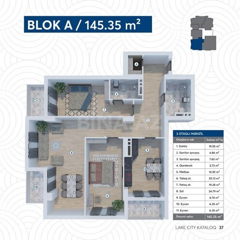 Продаётся 3-комн. новостройка 145 м², м. Кероглу, photo 15 from 16