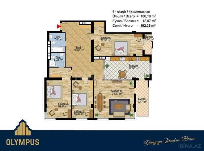 Продаётся 4-комн. новостройка 193 м², Насиминский  р., photo 7 from 8