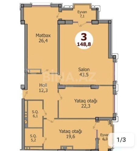 Satılır 3 otaqlı yeni tikili 149 m², Bayıl q., photo 6 from 7