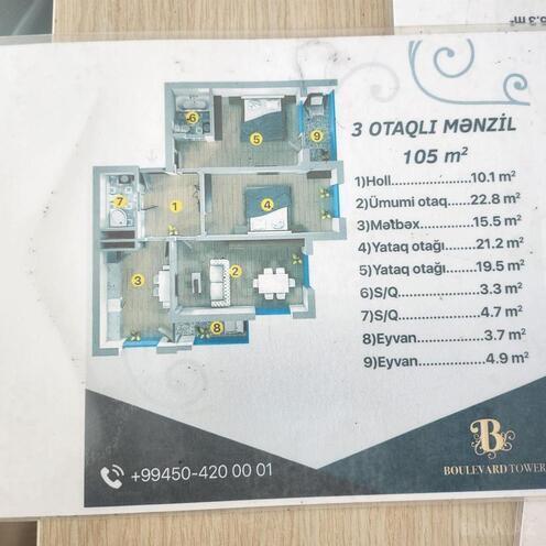 Satılır 3 otaqlı yeni tikili 105 m², Şah İsmayıl Xətai m., photo 9 from 10