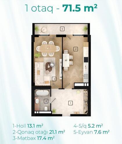 Satılır 2 otaqlı yeni tikili 71.5 m², Koroğlu m., photo 18 from 19
