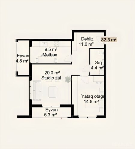Продаётся 2-комн. новостройка 82.3 м², photo 5 from 6