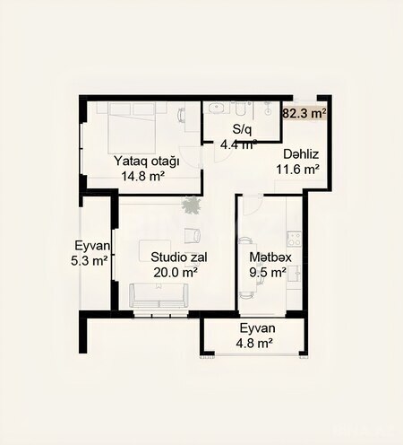 Satılır 2 otaqlı yeni tikili 82.3 m², photo 5 from 6