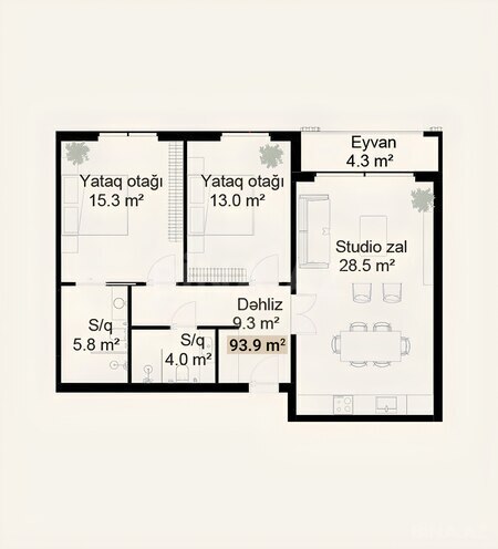 Продаётся 2-комн. новостройка 93.9 м², photo 6 from 7