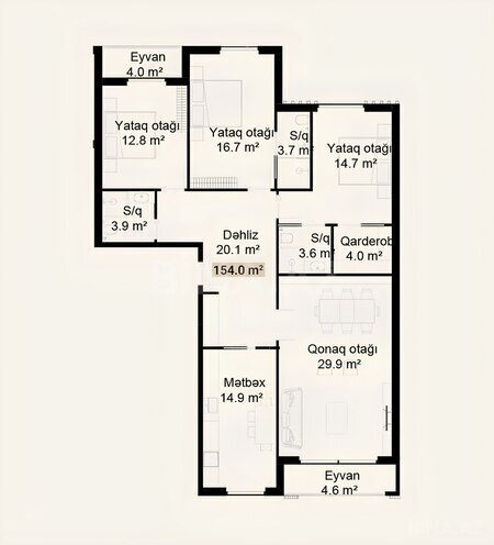 Satılır 4 otaqlı yeni tikili 154 m², photo 6 from 7