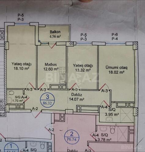 Satılır 3 otaqlı yeni tikili 87 m², Qara Qarayev m., photo 8 from 9