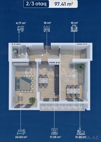 Satılır 2 otaqlı yeni tikili 98 m², Koroğlu m., photo 5 from 26