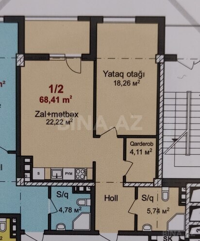 Продаётся 1-комн. новостройка 68.4 м², м. Кара Караев, photo 3 from 7