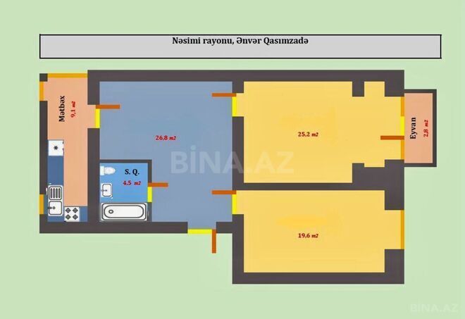 Satılır 3 otaqlı köhnə tikili 80 m², Nərimanov r., photo 3 from 13