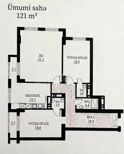 Satılır 3 otaqlı yeni tikili 121 m², Azadlıq Prospekti m., photo 8 from 15