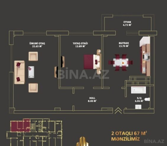 Satılır 2 otaqlı yeni tikili 67 m², Həzi Aslanov q., photo 11 from 12
