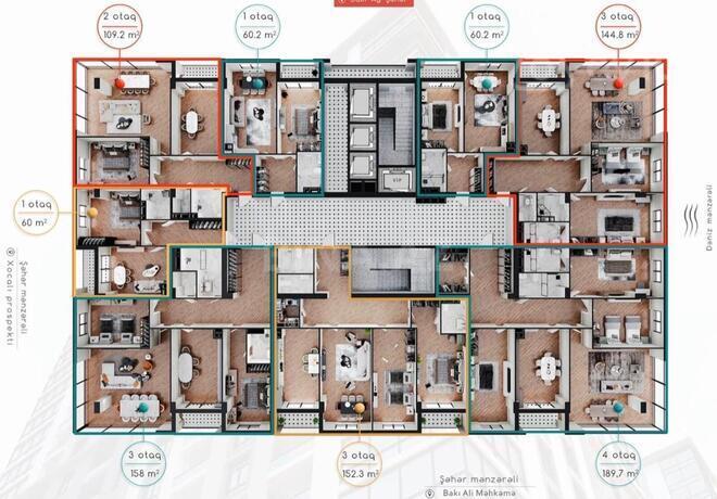 Продаётся 1-комн. новостройка 65 м², м. Шах Исмаил Хатаи, photo 4 from 7