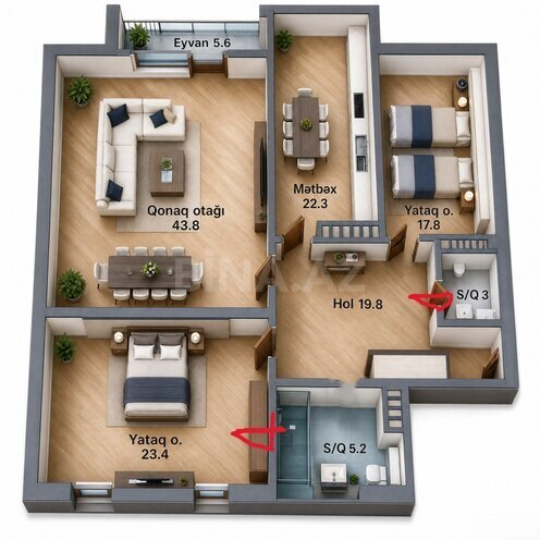 Satılır 4 otaqlı yeni tikili 144 m², Gənclik m., photo 3 from 13