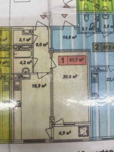 Продаётся 2-комн. новостройка 57.7 м², м. Гянджлик, photo 5 from 7