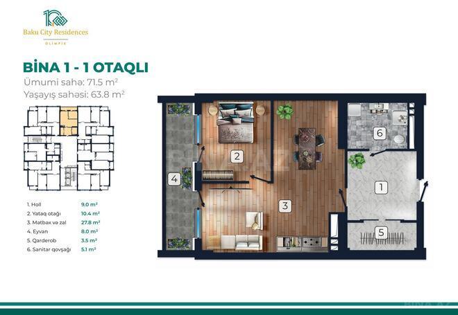 Satılır 2 otaqlı yeni tikili 71.5 m², Koroğlu m., photo 13 from 16