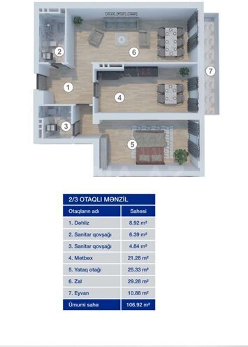 Satılır 3 otaqlı yeni tikili 110 m², Koroğlu m., photo 4 from 8