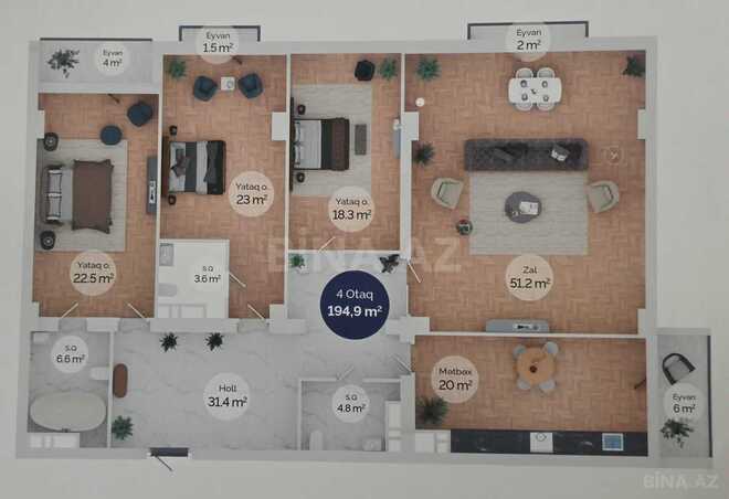 Satılır 4 otaqlı yeni tikili 195 m², 28 May m., photo 3 from 18