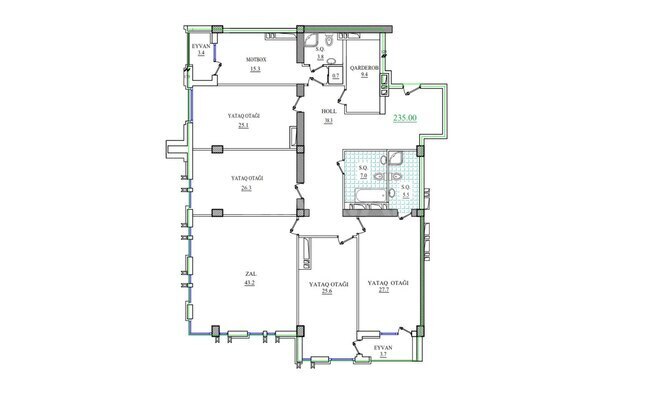 Satılır 5 otaqlı yeni tikili 235 m², Nizami m., photo 7 from 8