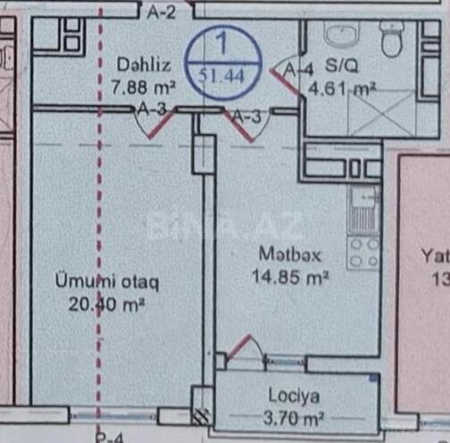 Satılır 2 otaqlı yeni tikili 51.4 m², Qara Qarayev m., photo 4 from 8