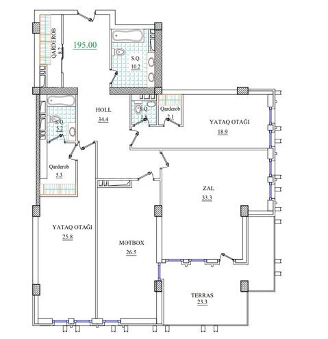 Продаётся 3-комн. новостройка 195 м², м. Низами, photo 3 from 8
